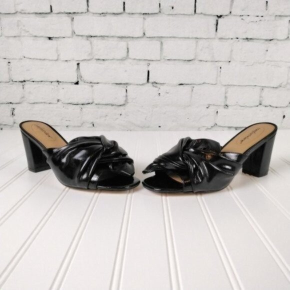 Comfortview Bekah Twisted Upper Peeptoe High Heel Mules In Black Size 9M - Picture 4 of 7